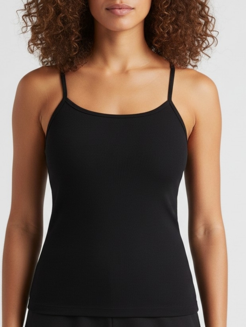 Skims Cotton Rib Scoop Long Tank Top Shirt Soot Black XSmall NWT